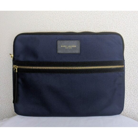 MARC JACOBS Nylon Laptop Sleeve Bag Pouch Blue Black - Picture 1 of 12